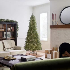 Outlet 7.5 ft. Pre-Lit Dunhill Fir Slim Tree with Clear Lights Slim|Pre-Lit