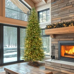 Hot 9 ft. Pre-Lit Dunhill Fir Slim Tree with Clear Lights Slim|Pre-Lit