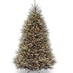 Online 7.5 ft. Pre-Lit Dunhill Fir Snowy Blue Tree with Clear Lights Full|Pre-Lit