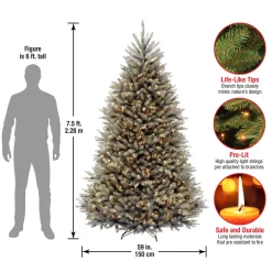 Online 7.5 ft. Pre-Lit Dunhill Fir Snowy Blue Tree with Clear Lights Full|Pre-Lit