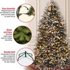 Outlet 6.5 ft. Pre-Lit Dunhill Fir Snowy Tree with Clear Lights Full|Pre-Lit