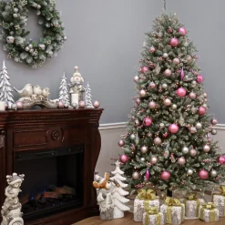Outlet 6.5 ft. Pre-Lit Dunhill Fir Snowy Tree with Clear Lights Full|Pre-Lit
