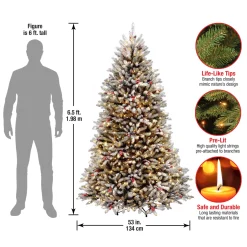 Outlet 6.5 ft. Pre-Lit Dunhill Fir Snowy Tree with Clear Lights Full|Pre-Lit