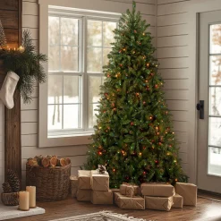 Clearance 7.5 ft. Pre-Lit Dunhill Fir Tree with Multicolor Lights Full|Pre-Lit