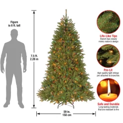 Clearance 7.5 ft. Pre-Lit Dunhill Fir Tree with Multicolor Lights Full|Pre-Lit