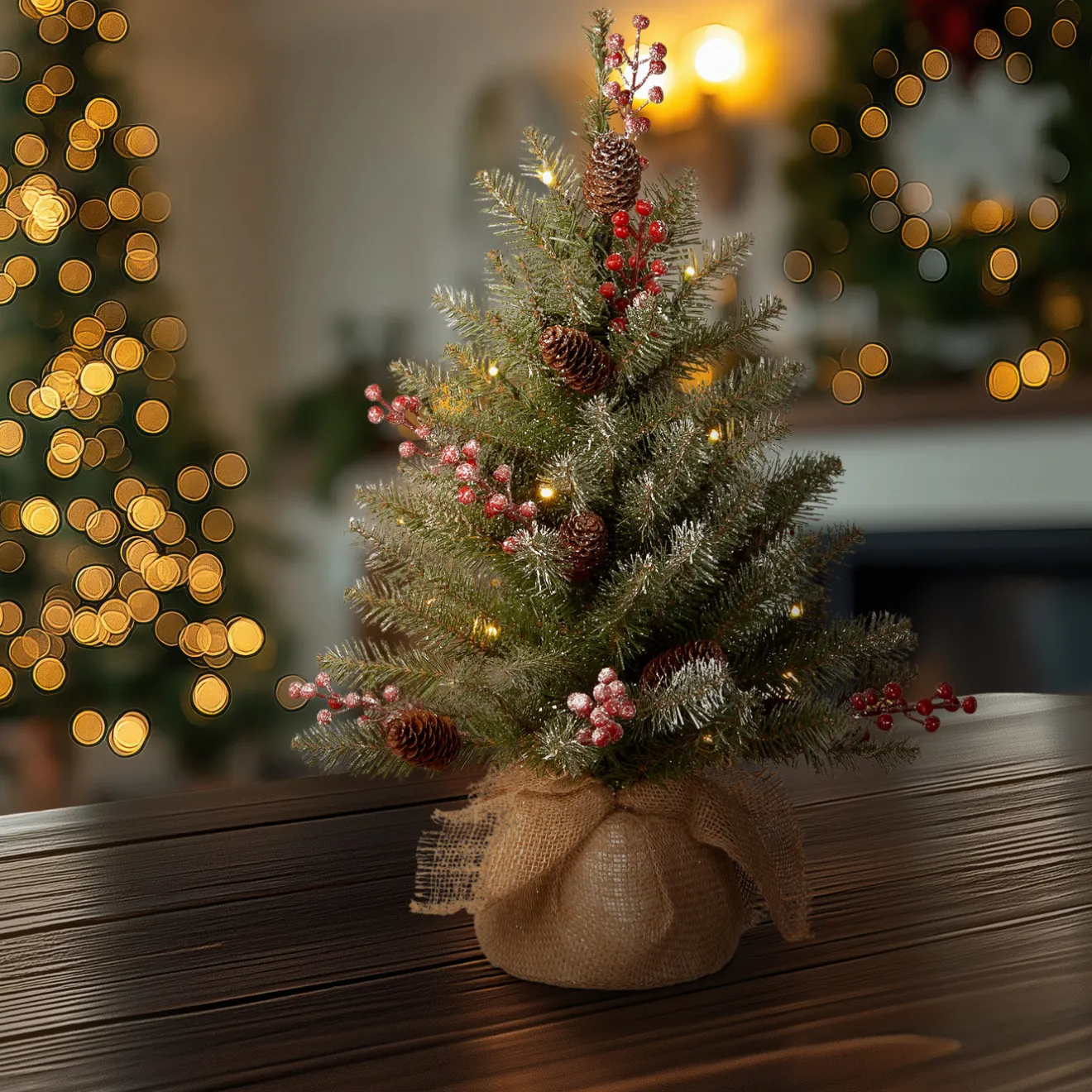 Discount 2 ft. Pre-Lit Dunhill Fir Tree with LED Lights Tabletop|Pre-Lit