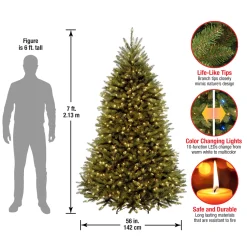 Discount 7 ft. Pre-Lit Dunhill Fir Tree with PowerConnect Dual Color LED Lights Full|Pre-Lit