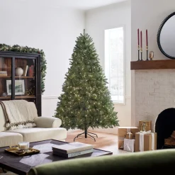 7.5 ft. Pre-Lit Dunhill Fir Tree with PowerConnect Clear Lights Full|Pre-Lit