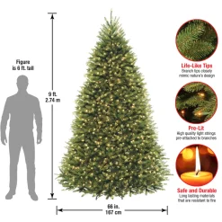 Online 9 ft. Pre-Lit Dunhill Fir Tree with PowerConnect Clear Lights Full|Pre-Lit