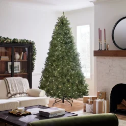 Online 9 ft. Pre-Lit Dunhill Fir Tree with PowerConnect Clear Lights Full|Pre-Lit