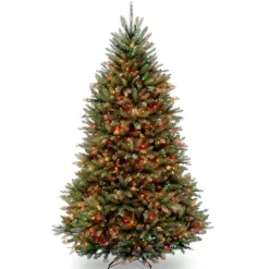 Clearance 7 ft. Pre-Lit Dunhill Fir Tree with Multicolor Lights Full|Pre-Lit