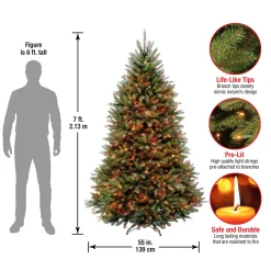 Clearance 7 ft. Pre-Lit Dunhill Fir Tree with Multicolor Lights Full|Pre-Lit