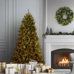 New 6 ft. Pre-Lit Dunhill Fir Tree with Clear Lights Full|Pre-Lit