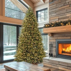 Outlet 10 ft. Pre-Lit Dunhill Fir Tree with Clear Lights Full|Pre-Lit