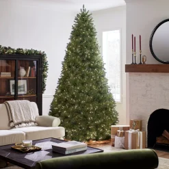 Outlet 10 ft. Pre-Lit Dunhill Fir Tree with Clear Lights Full|Pre-Lit