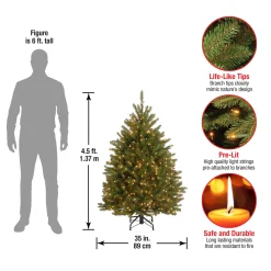 Hot 4.5 ft. Pre-Lit Dunhill Fir Tree with Clear Lights Full|Under 5 Feet