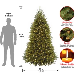 Discount 7.5 ft. Pre-Lit Dunhill Fir Tree with Clear Lights Full|Pre-Lit