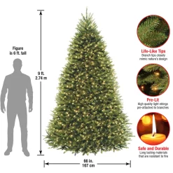 Hot 9 ft. Pre-Lit Dunhill Fir Tree with Clear Lights Full|Pre-Lit