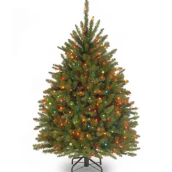 4.5 ft. Pre-Lit Dunhill Fir Tree with Multicolor Lights Full|Pre-Lit