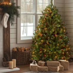 4.5 ft. Pre-Lit Dunhill Fir Tree with Multicolor Lights Full|Pre-Lit