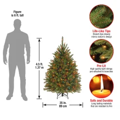 4.5 ft. Pre-Lit Dunhill Fir Tree with Multicolor Lights Full|Pre-Lit