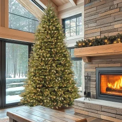 Clearance 12 ft. Pre-Lit Dunhill Fir Tree with Clear Lights Full|Pre-Lit