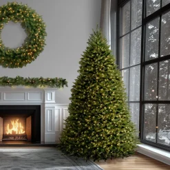 Clearance 9 ft. Pre-Lit Dunhill Fir Tree with 900 Clear Lights Full|Pre-Lit