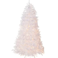 Sale 9 ft. Pre-Lit Dunhill Fir White Tree with Clear Lights Pre-Lit|Full
