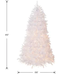 Sale 9 ft. Pre-Lit Dunhill Fir White Tree with Clear Lights Pre-Lit|Full