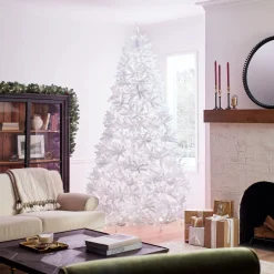 Sale 9 ft. Pre-Lit Dunhill Fir White Tree with Clear Lights Pre-Lit|Full