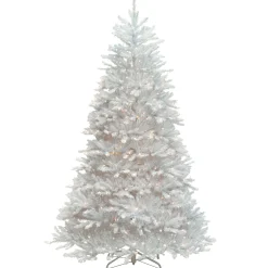 Best 7.5 ft. Pre-Lit Dunhill Fir White Tree with Clear Lights Full|Pre-Lit