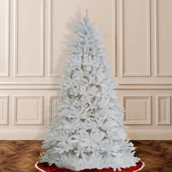 Online 6.5 ft. Pre-Lit Dunhill Fir White Tree with Clear Lights Full|Pre-Lit