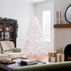 Hot 7 ft. Pre-Lit Dunhill Fir White Tree with Clear Lights Full|Pre-Lit