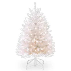 Outlet 4.5 ft. Pre-Lit Dunhill White Fir Tree with Clear Lights Full|Pre-Lit