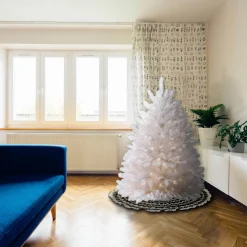 Outlet 4.5 ft. Pre-Lit Dunhill White Fir Tree with Clear Lights Full|Pre-Lit