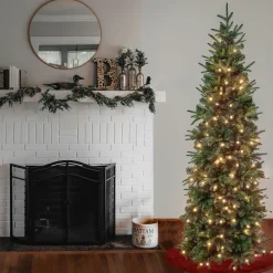 Outlet 6 ft. Pre-Lit Duxbury Feel Real Slim Tree with LED Lights Slim|Pre-Lit