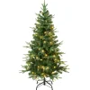 Best 4.5 ft. Pre-Lit Duxbury Light Green Tree with Warm White LED Lights Full|Pre-Lit
