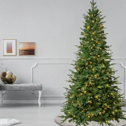 New 7.5 ft. Pre-Lit Duxbury Mix Feel Real Tree with Warm White LED Lights Full|Pre-Lit