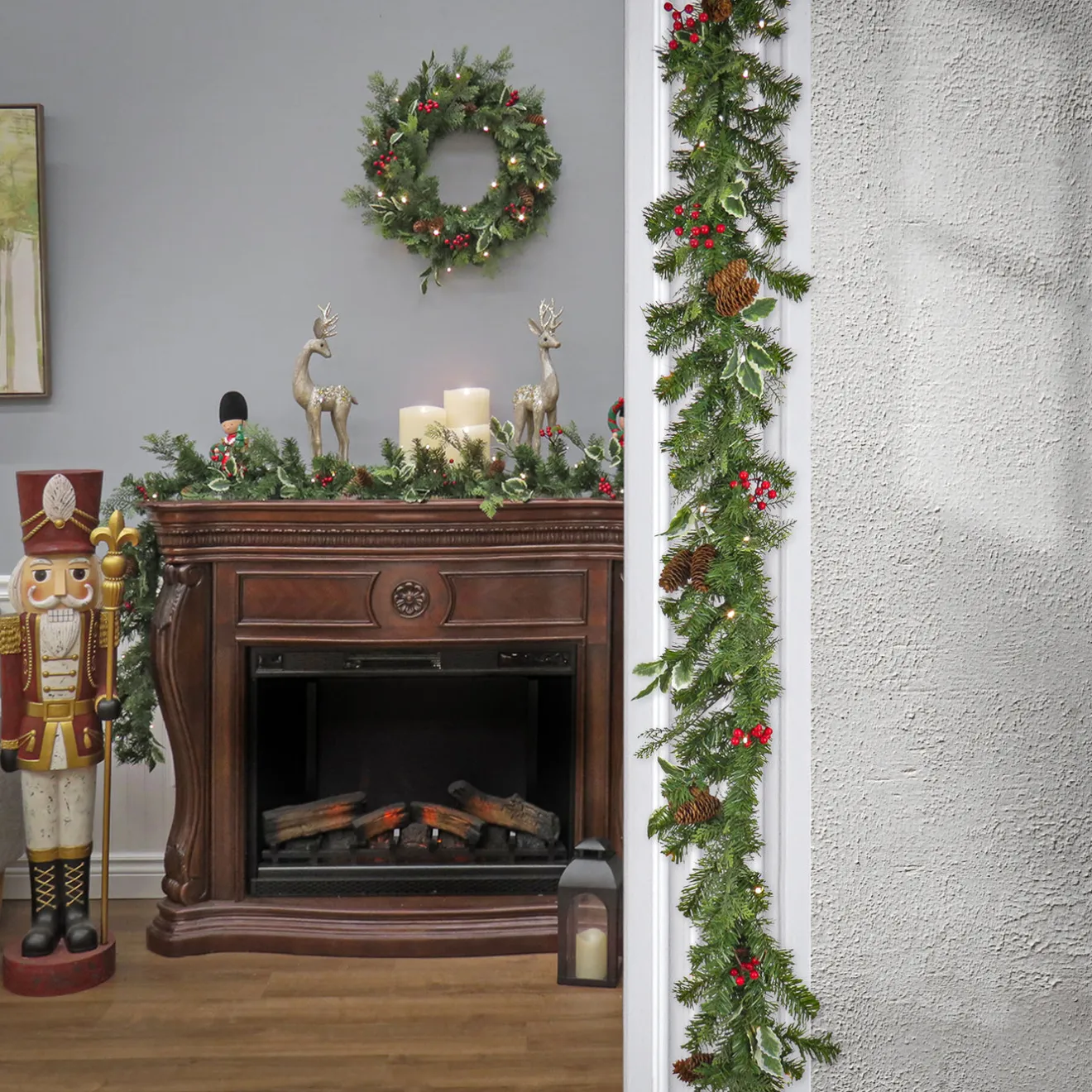 Hot 9 ft. Pre-Lit First Traditions Holly Berry Wreath and Garland Assortment 7-10 Feet Christmas Garlands|Pre-Lit Christmas Garlands