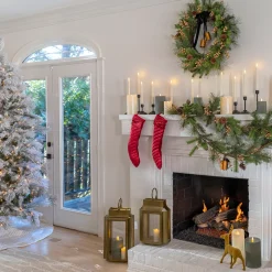 Online 7.5 ft. Pre-Lit Flocked Bavarian Pine Tree Pre-Lit|Full