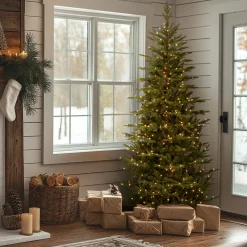 New 7.5 ft. Pre-Lit Fraser Grande Slim Tree with Clear Lights Slim|Pre-Lit