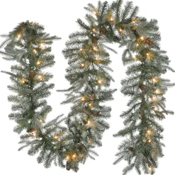 Outlet 9 ft. Pre-Lit Frosted Arctic Spruce Garland with Clear Lights Pre-Lit Christmas Garlands|7-10 Feet Christmas Garlands