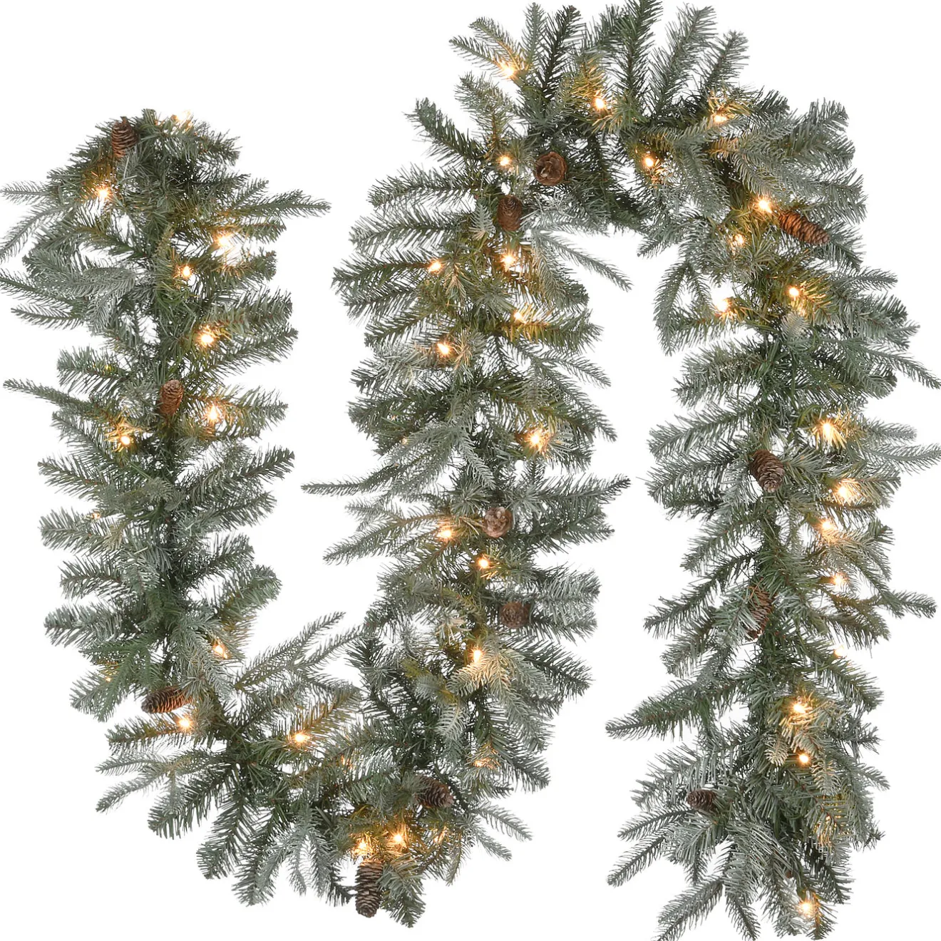 Outlet 9 ft. Pre-Lit Frosted Arctic Spruce Garland with Clear Lights Pre-Lit Christmas Garlands|7-10 Feet Christmas Garlands