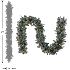Outlet 9 ft. Pre-Lit Frosted Arctic Spruce Garland with Clear Lights Pre-Lit Christmas Garlands|7-10 Feet Christmas Garlands