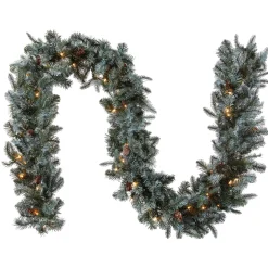 Outlet 9 ft. Pre-Lit Frosted Arctic Spruce Garland with Clear Lights Pre-Lit Christmas Garlands|7-10 Feet Christmas Garlands