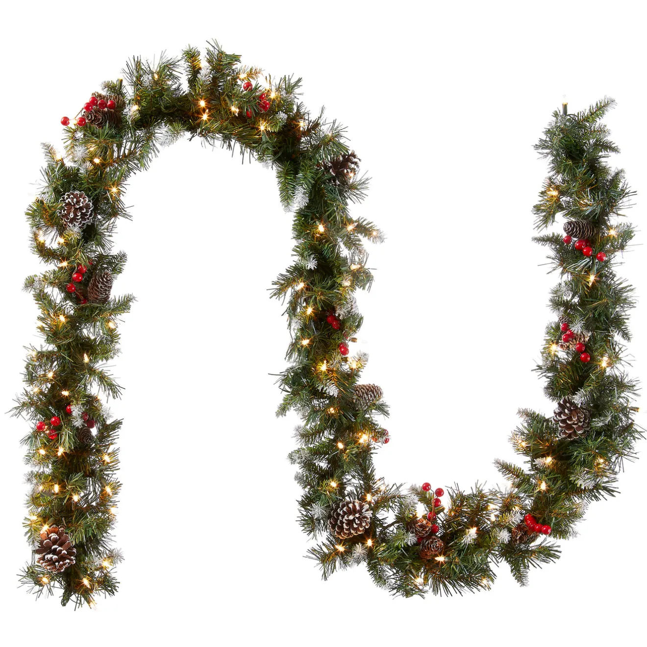 9 ft. Pre-Lit Frosted Berry Garland with Clear Lights Pre-Lit Christmas Garlands|7-10 Feet Christmas Garlands
