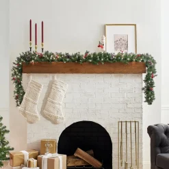 9 ft. Pre-Lit Frosted Berry Garland with Clear Lights Pre-Lit Christmas Garlands|7-10 Feet Christmas Garlands