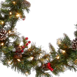 9 ft. Pre-Lit Frosted Berry Garland with Clear Lights Pre-Lit Christmas Garlands|7-10 Feet Christmas Garlands