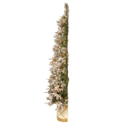 Online 6 ft. Pre-Lit Frosted Colonial Slim Half Tree with Clear Lights Slim|6 To 6.5 Feet