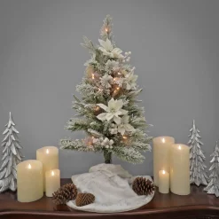 New 3 ft. Pre-Lit Frosted Colonial Slim Tree with Clear Lights Pre-Lit|Slim